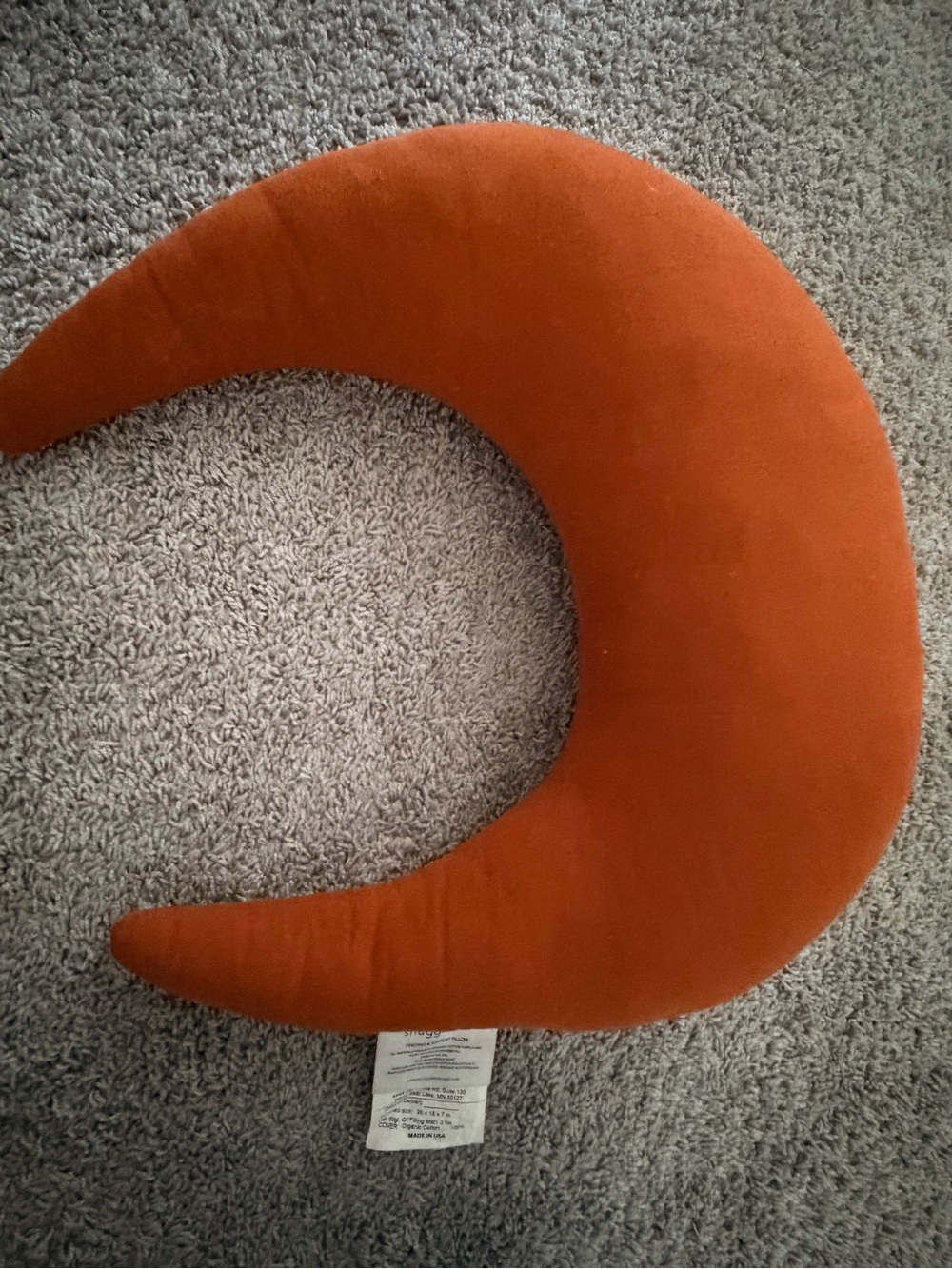 Snuggle Rust Crescent Moon  breastfeeding Pillow - Soft Plush Moon Cushion